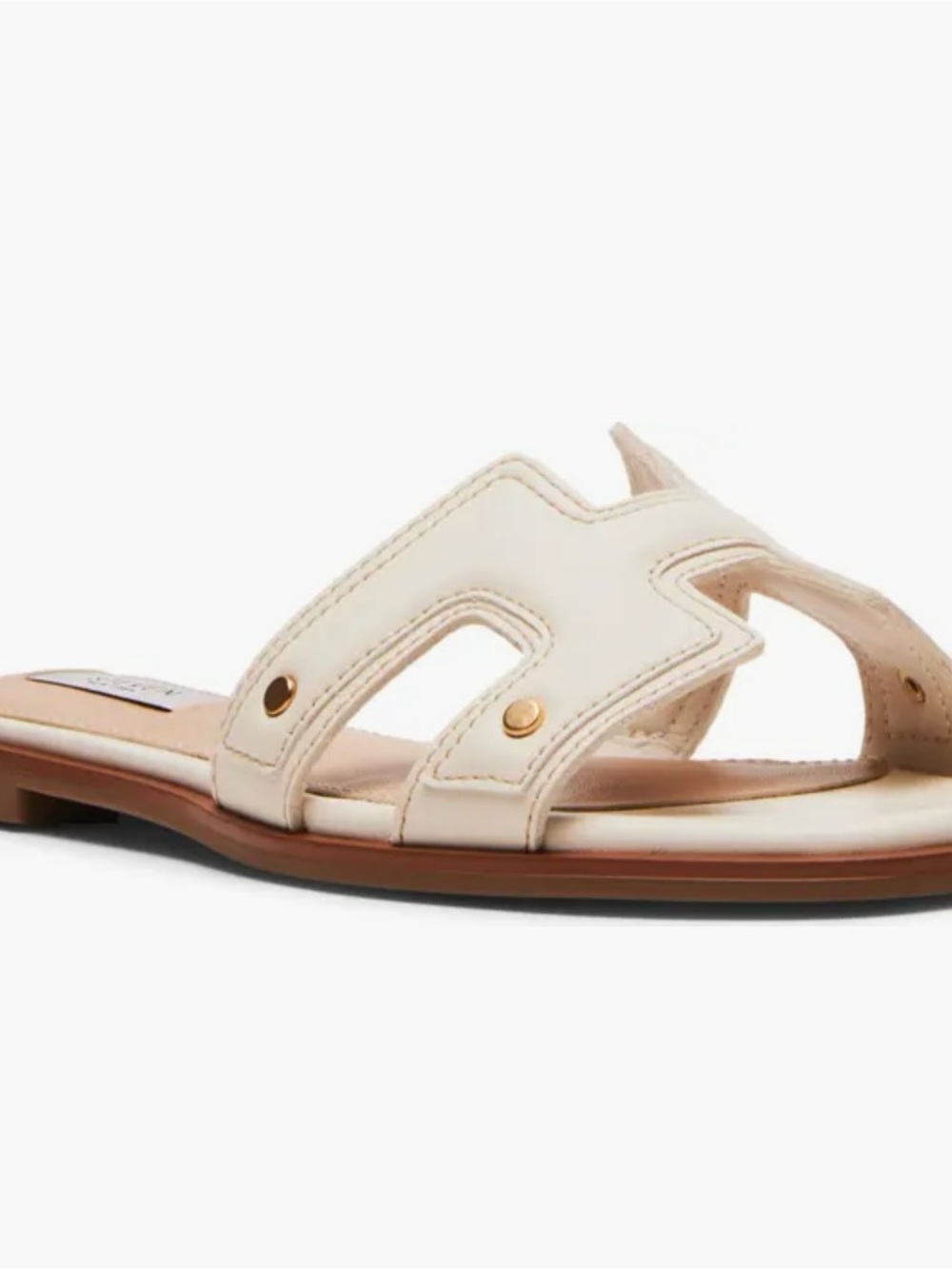 Women's Cream Leather Slide Sandal